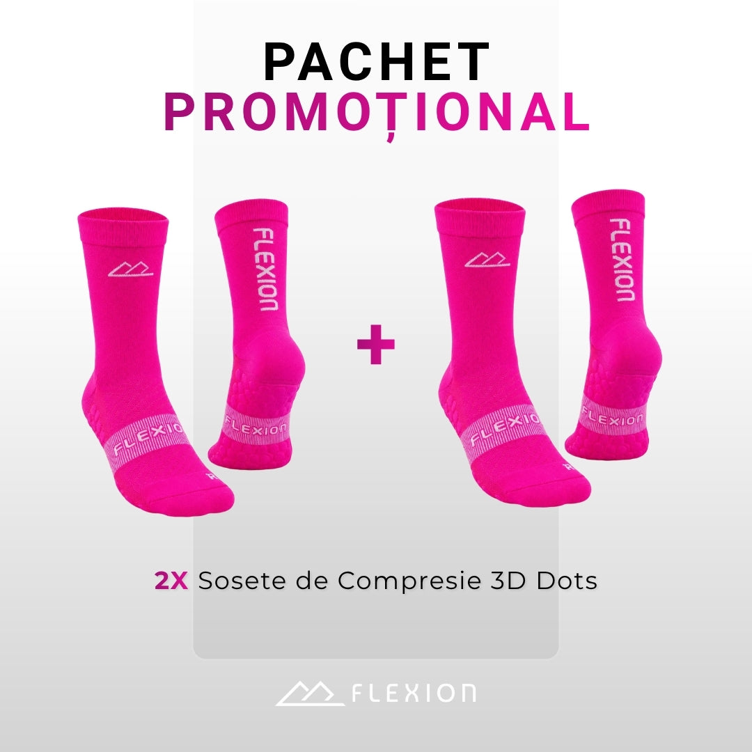 Pachet 2 perechi șosete de compresie Flexion PULSE Roz Electric