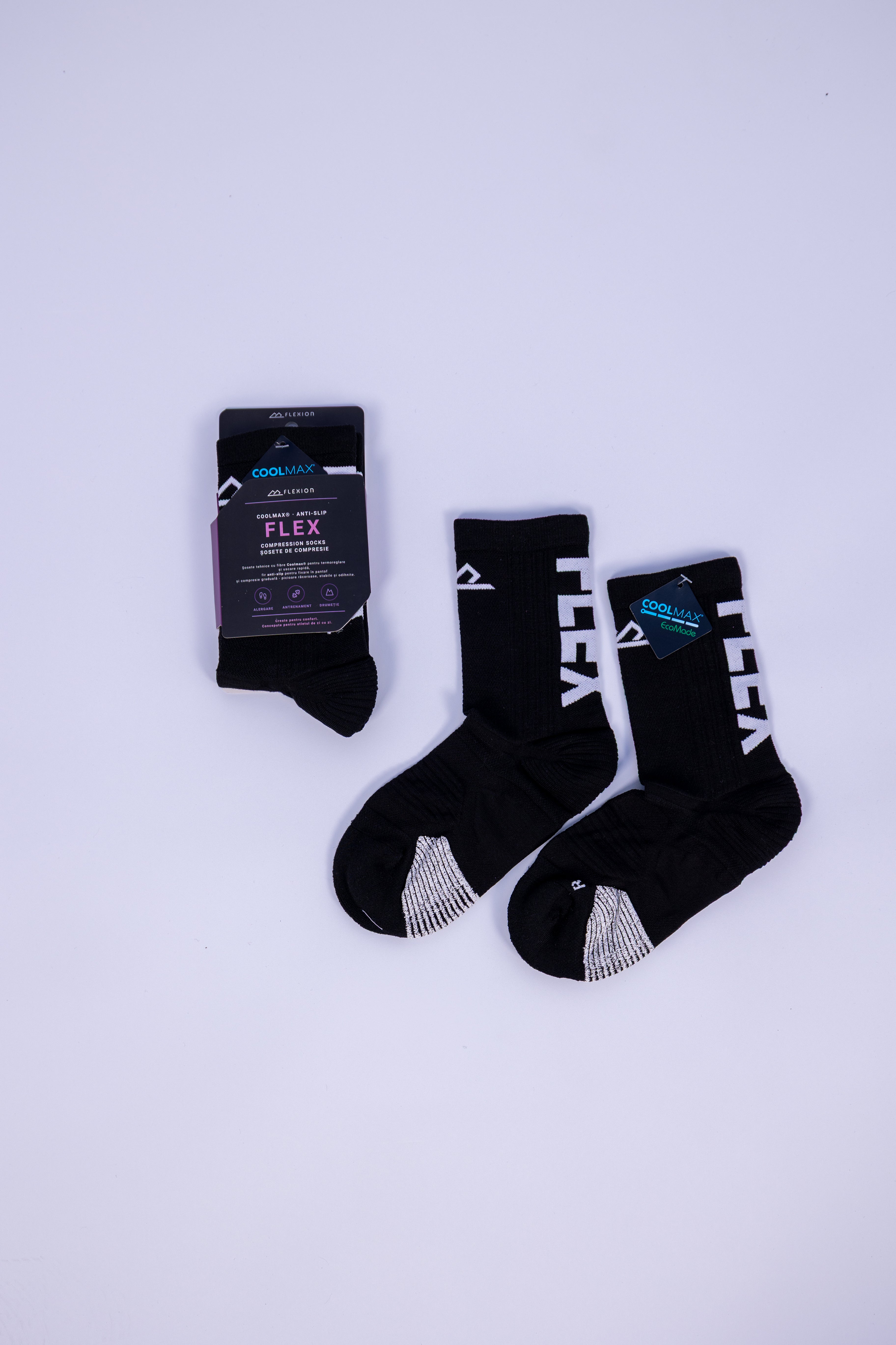 Șosete de compresie Flexion FLEX Coolmax® - Negru & Alb Arctic