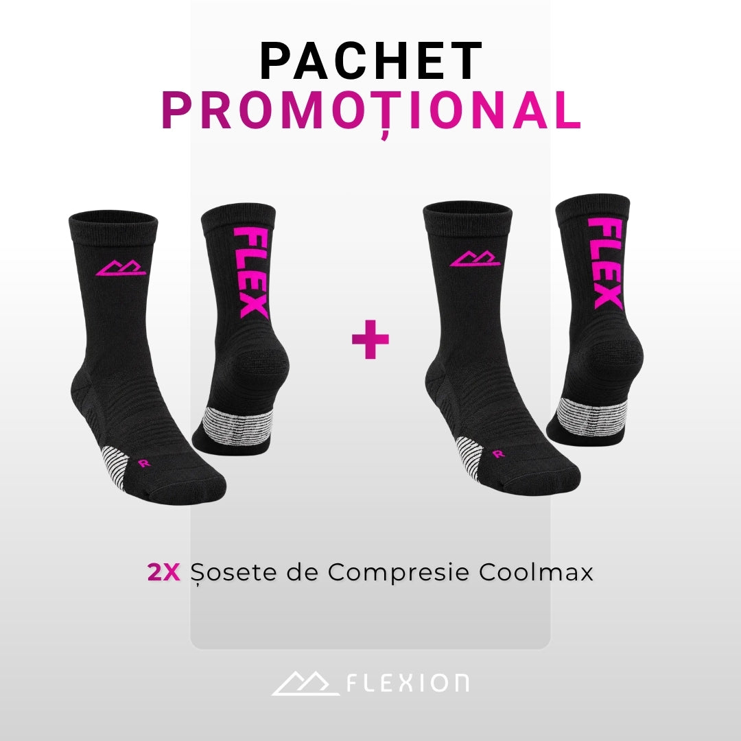 Pachet 2 perechi șosete de compresie Flexion FLEX Negru & Roz Electric